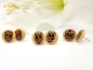 Preview: Skull Knopf Ohrstecker Holz Button